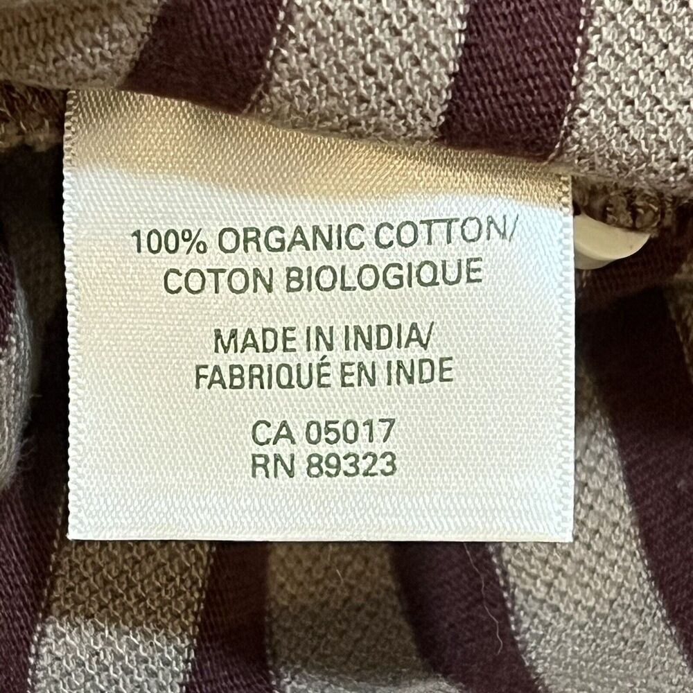 NEW Roots Pique Polo Shirt Slim Fit Burgundy Taupe Striped Beaver Logo Medium - Picture 9 of 12